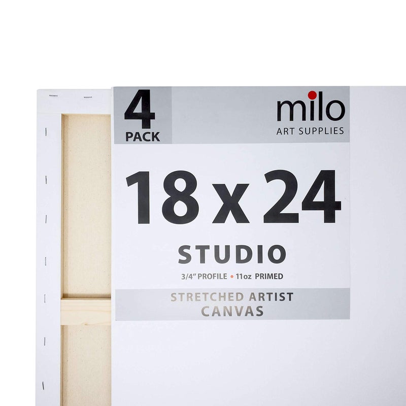 milo Pro Stretched Artist Canvas | 18x24 inch | Pack of 4 | 3/4â€ inch Thick Studio Profile | Ready to Paint 11 oz Primed Heavy Duty Large Canvas Art Supplies for Painting - Image 3